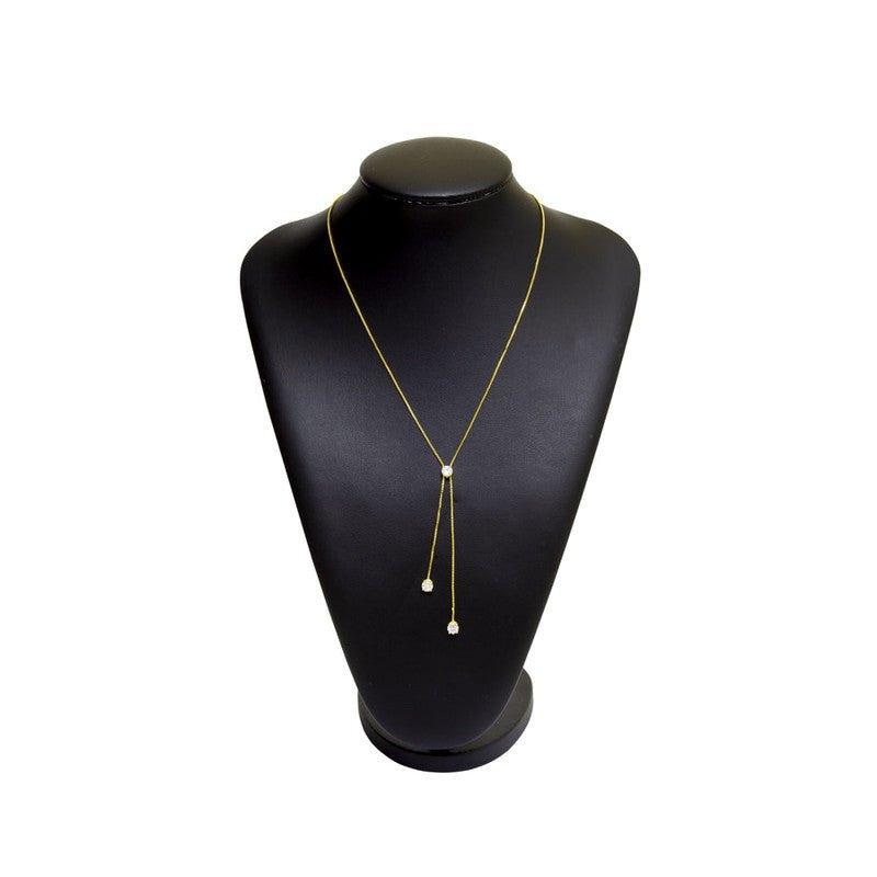 Colar Ponto de luz One Gravata zirconia branca folheado a ouro