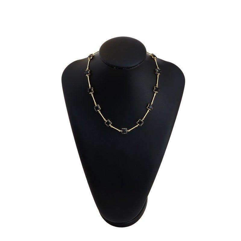 Colar Mariana com zirconias onix folheado a ouro