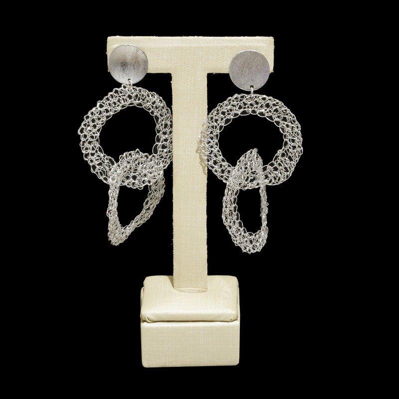 Brinco Croche Two folheadas a rodio