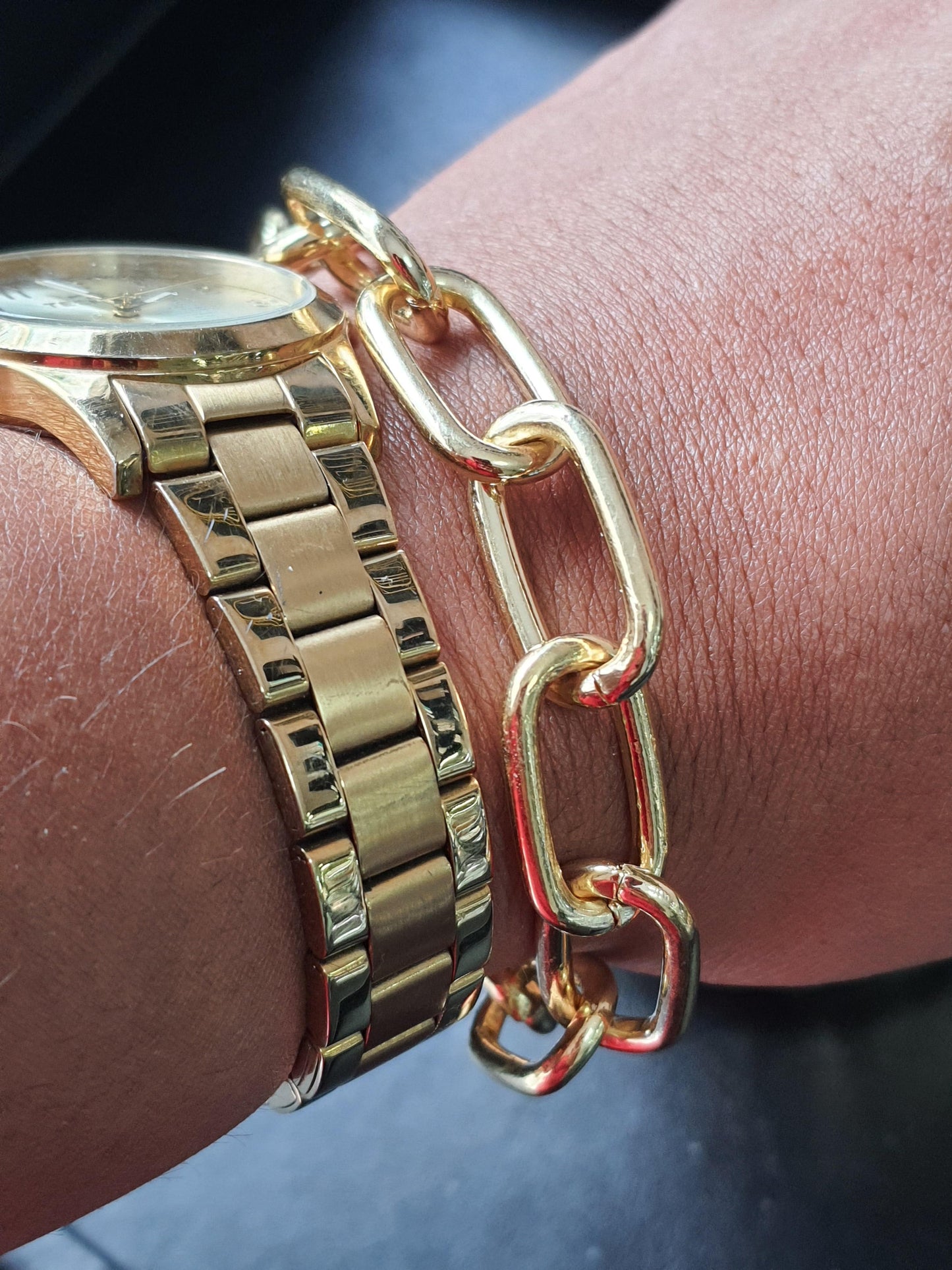 Pulseira Elsa elos longos folheados a ouro