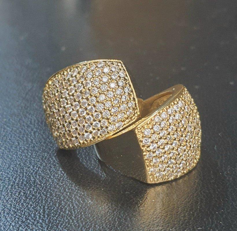 Anel Pavê Feminino Cravejado zircônias Banhado A Ouro