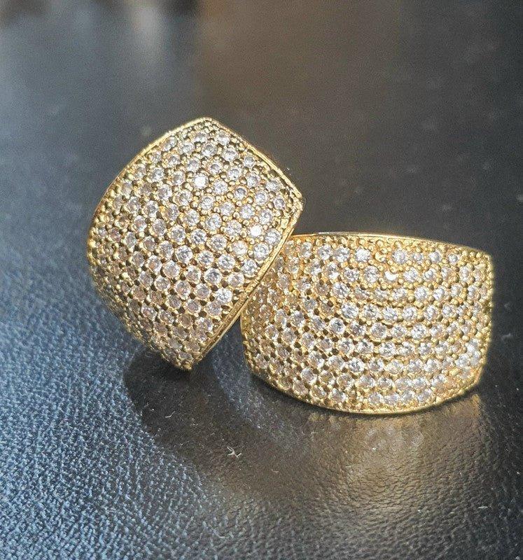 Anel Pavê Feminino Cravejado zircônias Banhado A Ouro