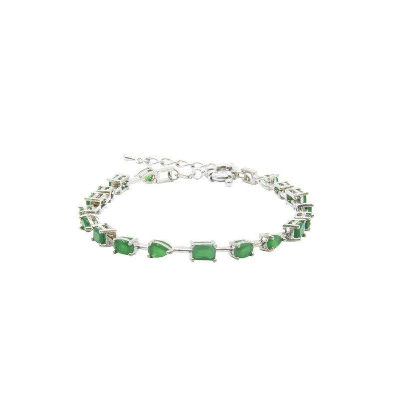 Pulseira Dandara Zirconias esmeraldas folheado a rodio