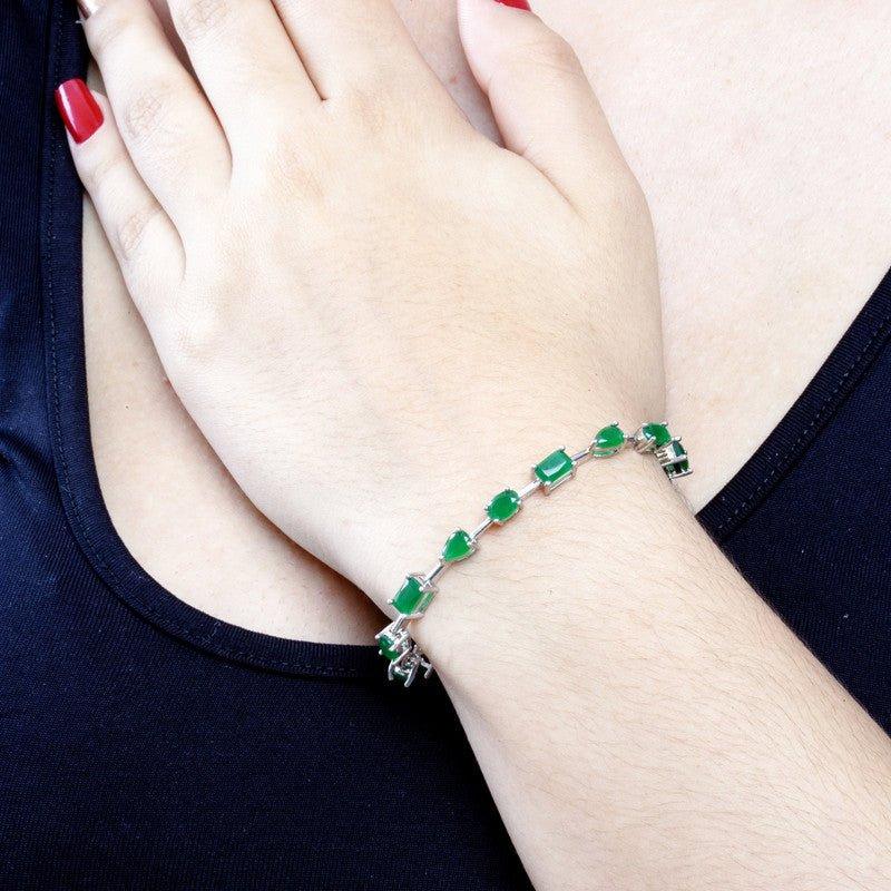 Pulseira Dandara Zirconias esmeraldas folheado a rodio