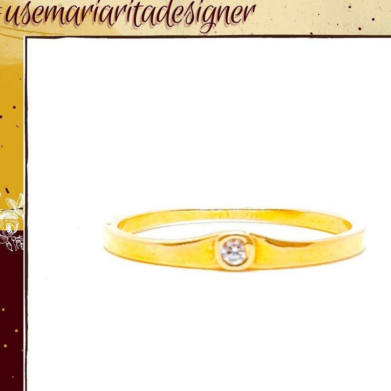 Anel Solitário Alice com zirconias brancas folheado a ouro 18k