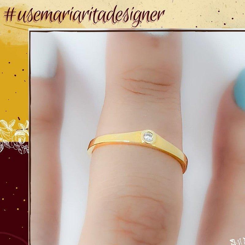 Anel Solitário Alice com zirconias brancas folheado a ouro 18k