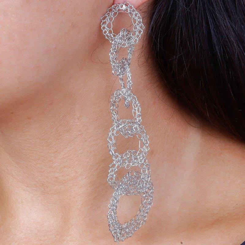 Brinco Croche Four folheado a rodio