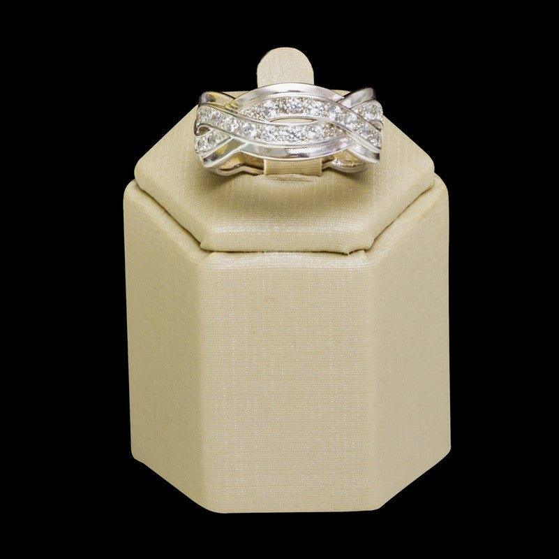 Anel Largo Donna com zirconias brancas folheado a rodio