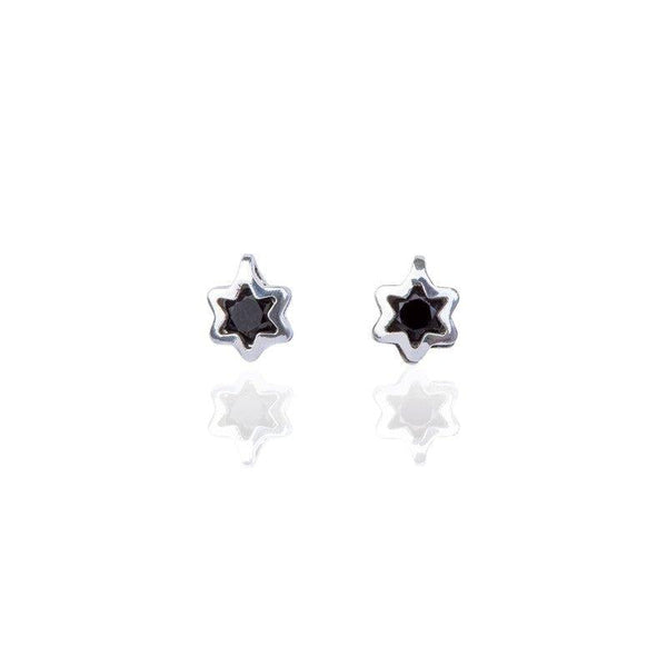 Brinco Star Two com zirconias onix folheada a rodio