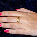 Anel Aparador Beatriz microzirconias coloridas folheado a ouro