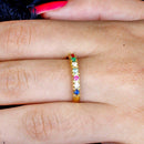 Anel Aparador de Aliança com Zircônias Coloridas e Folheado a Ouro 18K - Elegância e Brilho