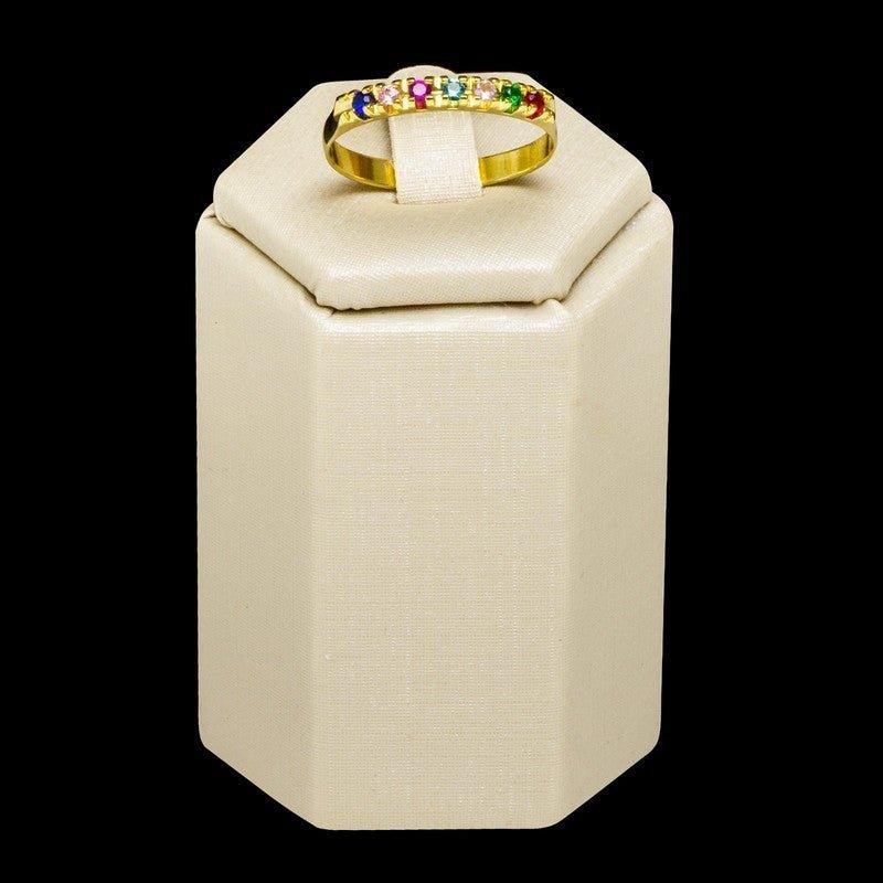 Anel Aparador de Aliança com Zircônias Coloridas e Folheado a Ouro 18K - Elegância e Brilho