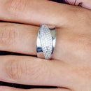 Anel Mercedes com zirconias brancas folheado a rodio