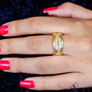 Anel Largo Donna com zirconias brancas folheado a ouro