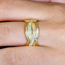 Anel Largo Donna com zirconias brancas folheado a ouro