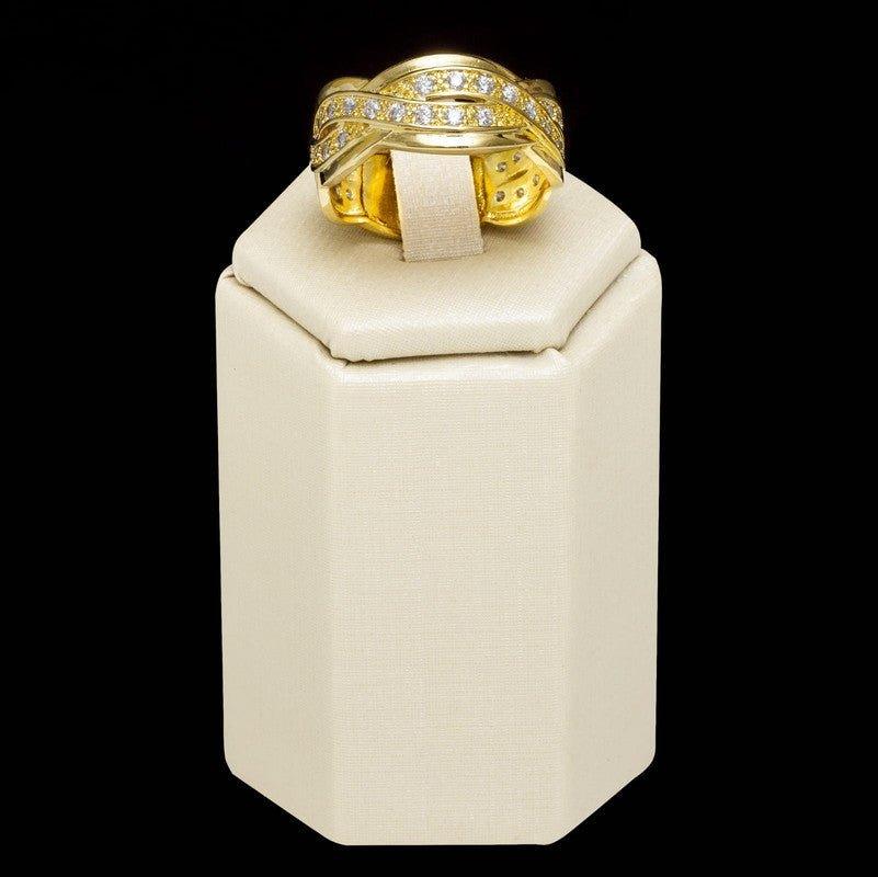 Anel Largo Donna com zirconias brancas folheado a ouro