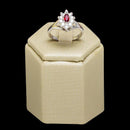 Anel Thalia com zirconias brancas e rubi folheado a rodio