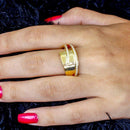 Anel Largo Cilene com zirconias brancas folheado a ouro