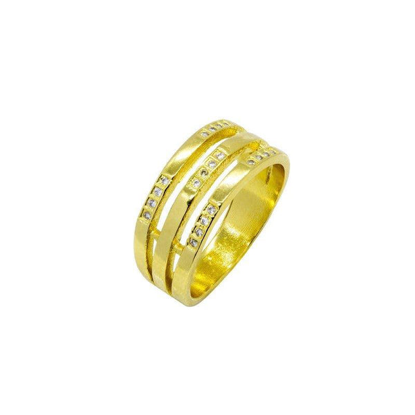 Anel Milla com zirconias brancas folheado a ouro
