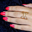 Anel Largo Andreia zirconias brancas folheado a ouro