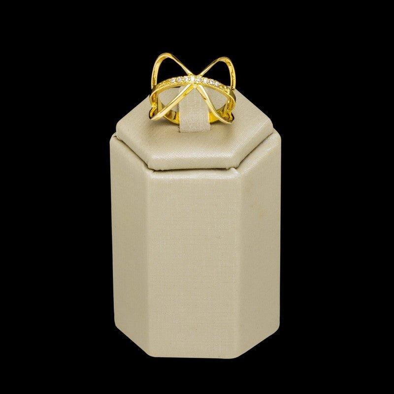 Anel Largo Andreia zirconias brancas folheado a ouro