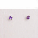 Brinco Flora flor zirconia ametista folheado a rodio