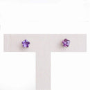 Brinco Flora flor zirconia ametista folheado a rodio