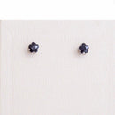 Brinco Flora flor zirconia onix folheado a rodio