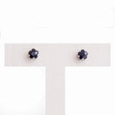 Brinco Flora flor zirconia onix folheado a rodio