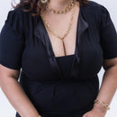 Conjunto Elsa corrente e pulseira de elos longos folheado a ouro