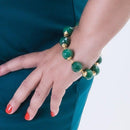 Pulseira Stone two pedras jade folheado a ouro