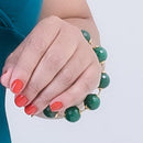 Pulseira Stone two pedras jade folheado a ouro