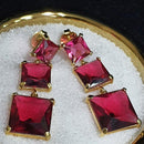 Brinco Beth zirconias marsalas folheado a ouro