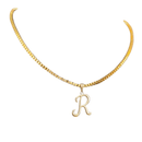 Pingente de letra R folheado a ouro 18k com corrente
