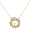 Pingente mandala de letra P folheado a ouro