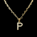 Pingente de letra P folheado a ouro 18k com corrente