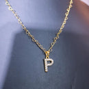 Pingente de letra P folheado a ouro 18k com corrente