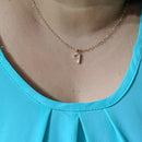 Pingente de letra P folheado a ouro 18k com corrente