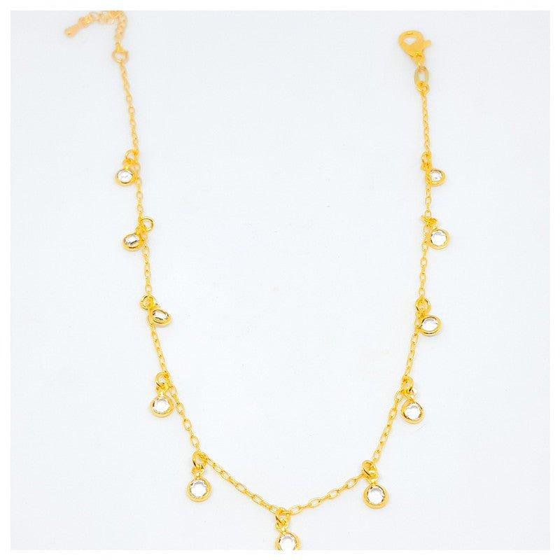 Tornozeleira Tifany com zirconias brancas folheado a ouro