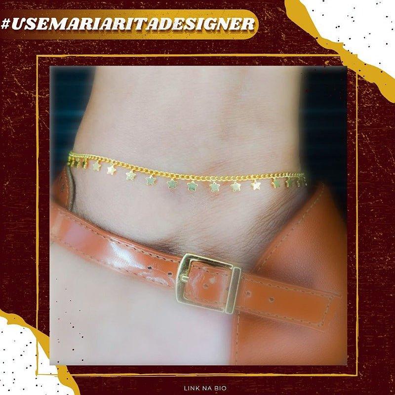 Tornozeleira Star com estrelas folheado a ouro 18k