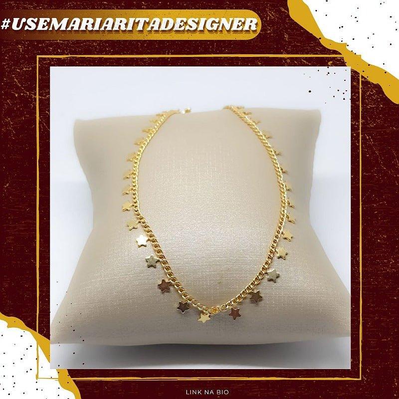 Tornozeleira Star com estrelas folheado a ouro 18k