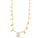 Chocker Rihana com gota e rivieiras brancas folheado a ouro