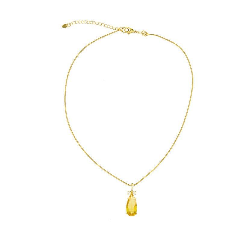 Colar Yellow zirconias brancas e amarela folheado a ouro