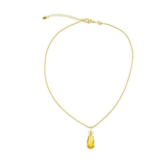 Colar Yellow zirconias brancas e amarela folheado a ouro