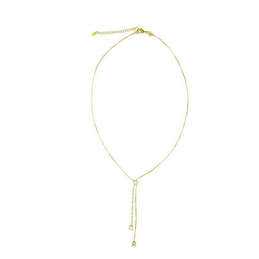 Colar Ponto de luz One Gravata zirconia branca folheado a ouro