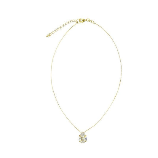 Colar  Rihana One gota zirconia branca folheado a ouro