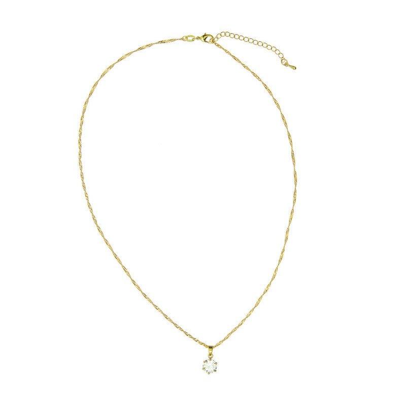 Colar Luz Two zirconia branca folheado a ouro