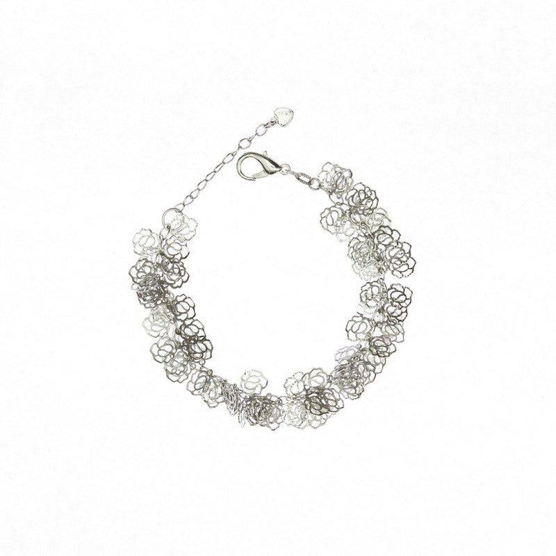 Pulseira Cora Two berloques corações folheada a rodio