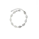 Pulseira Astride com folhas folheada a rodio