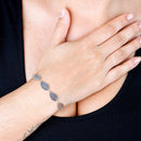 Pulseira Astride com folhas folheada a rodio